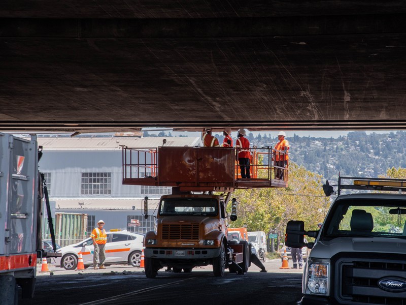 CHP seeks big rig driver who struck I-80 freeway overpass at Gilman Street