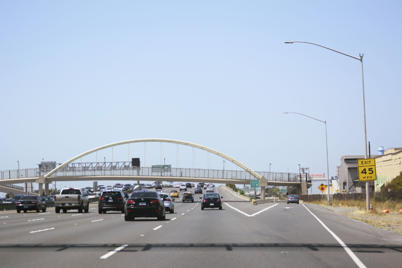 A rendering of the proposed pedestrian/bike bridge by the Gilman Stree/I-80 interchange.