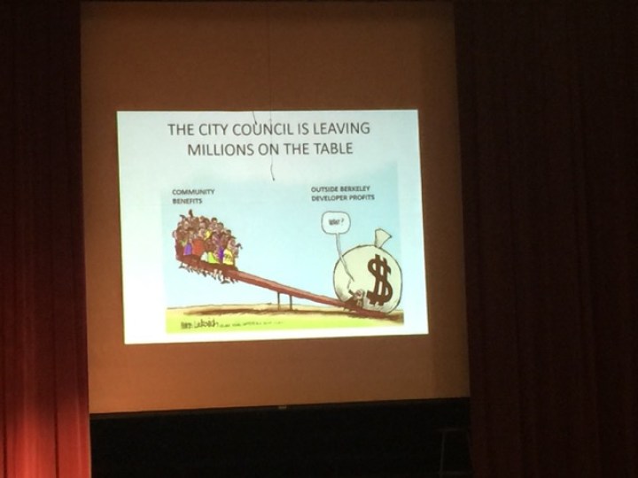 A slide projected at city council meeting. Photo: Frances Dinkelspiel