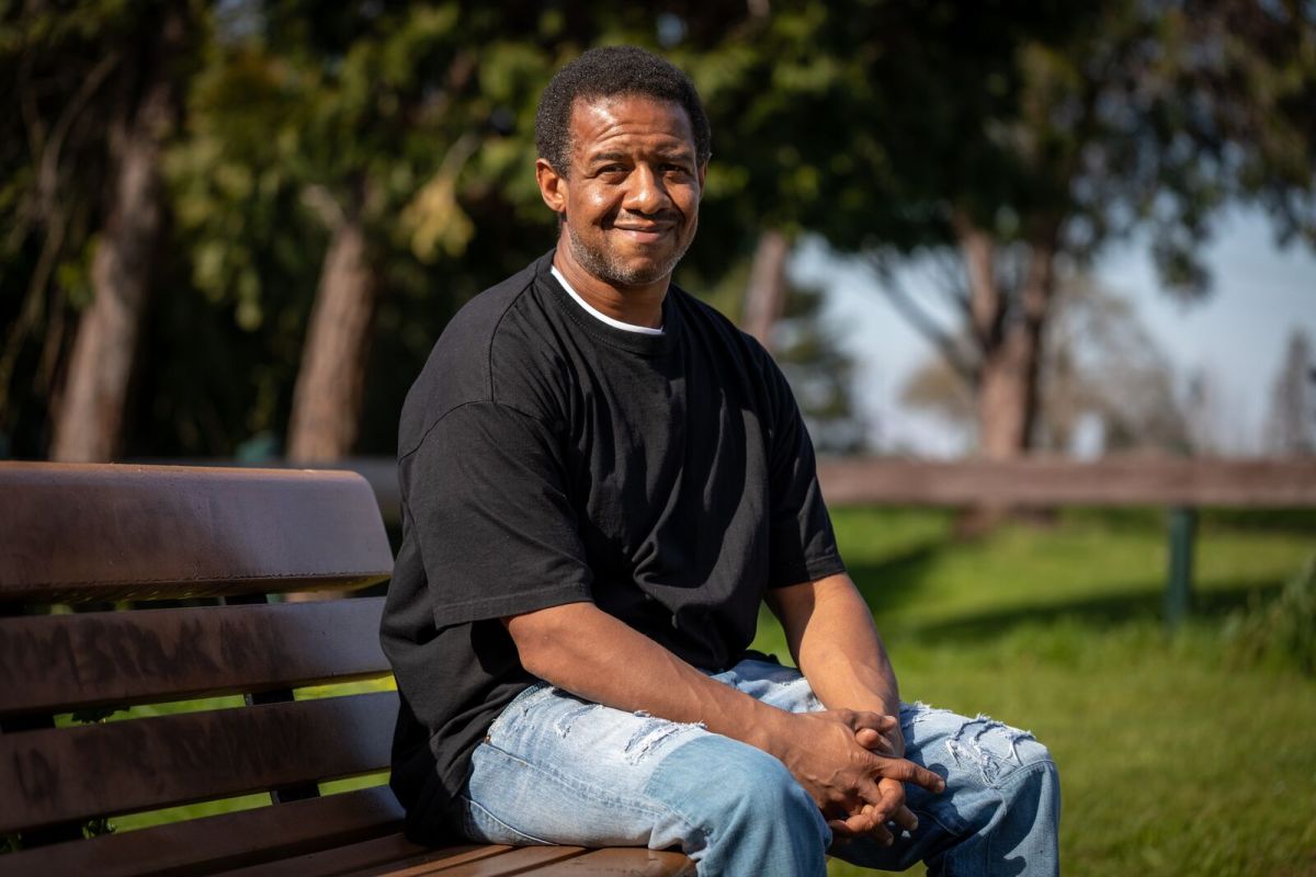 LaShawn Hammond poses for a photo in Ohlone Park on February 12, 2022. Credit: Kelly Sullivan